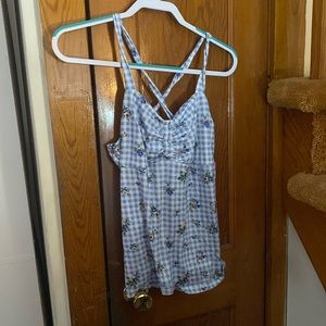 Belle Poque Women's Blue Print Tank Tops 1950s Sleeveless Vintage